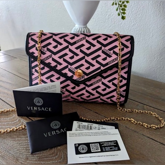 Versace Handbags - Versace la Greca Logo Signature Leather Crossbody Bag NWT!